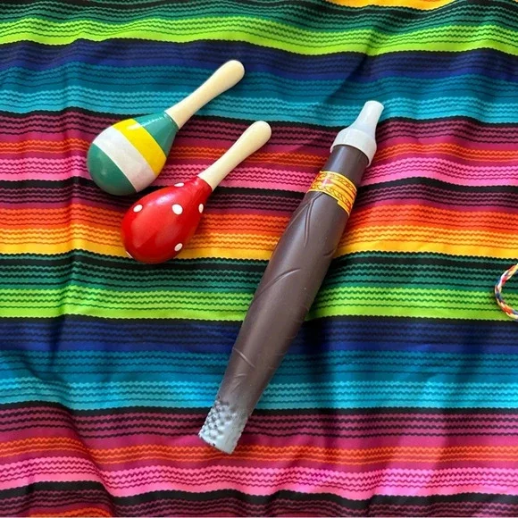 Mexican Poncho Mexico Party Fancy Dress Bandit - Picture 3 of 3